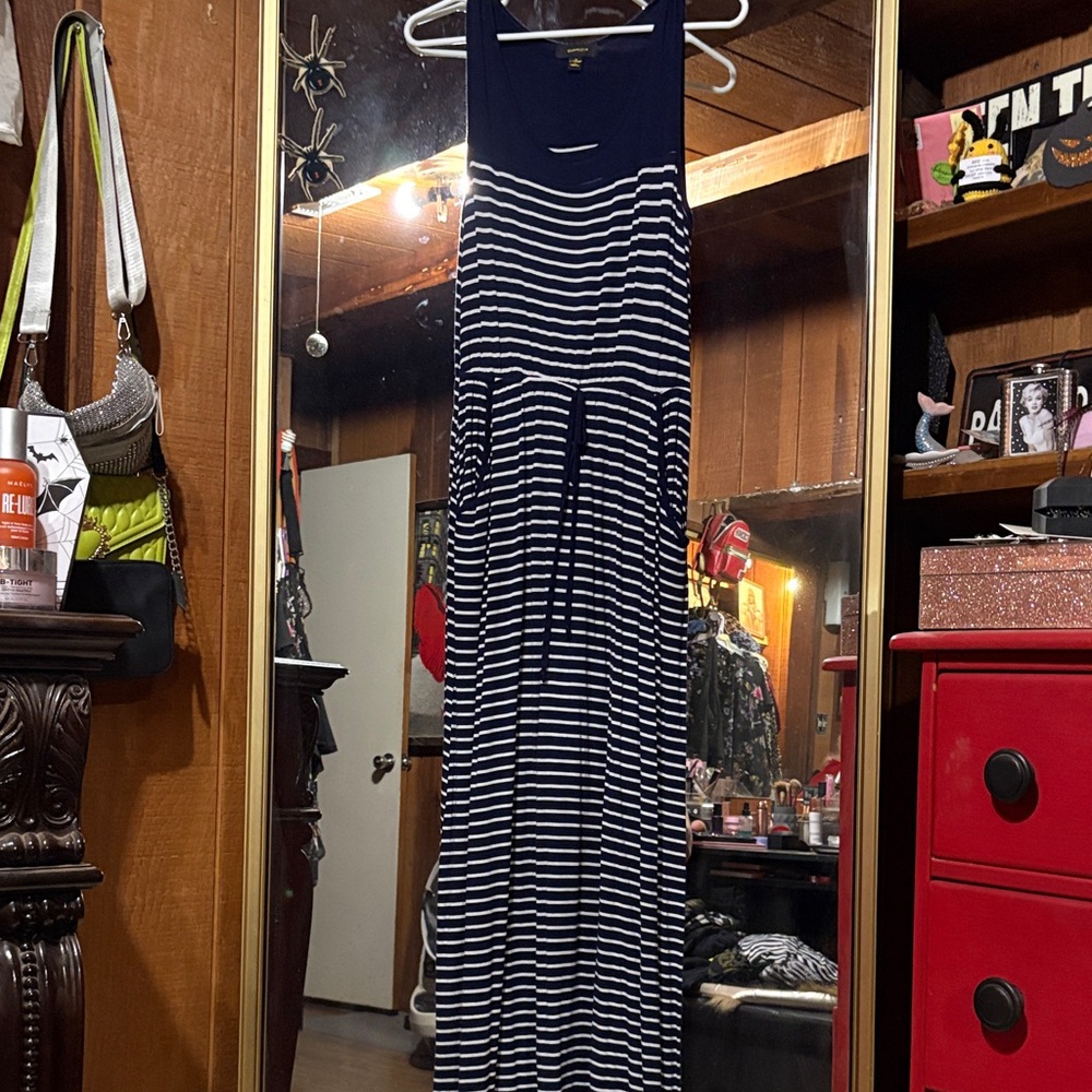 Nautical Striped Maxi Dress w/POCKETS
